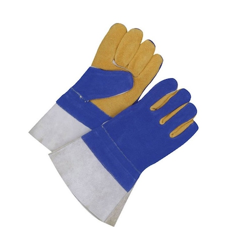Bdg Lined Welding Glove, Gauntlet Cuff w/Gore Cuff, Gunn Cut w/ Wing Thumb Thumb, Split Cowhide, L 60-9-887-7